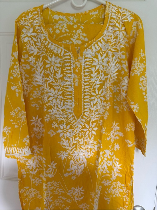 Dresses & Skirts - Yellow Floral chickcuri kamez